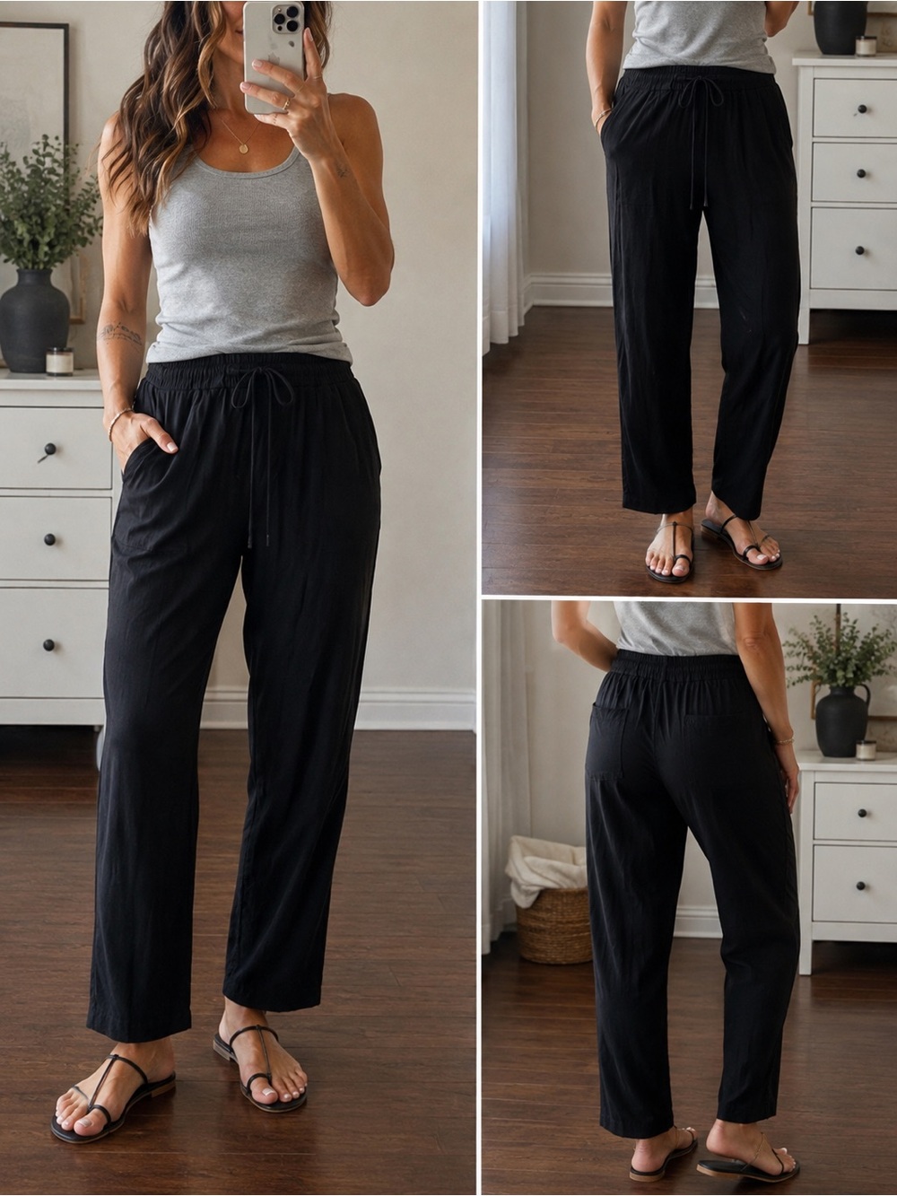 Zara Black Modal Drawstring Pants Size M